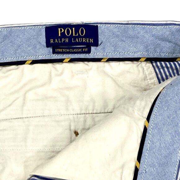 Polo Ralph Lauren Seersucker Short Men 42 Blue Nautical Golf Country Club Preppy - Picture 11 of 13